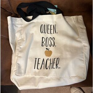 Queen. Boss. Teacher. Book bag or shopping bag